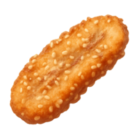 Realistic 3D Fried Banana Slice with Sesame Seeds on White Background png