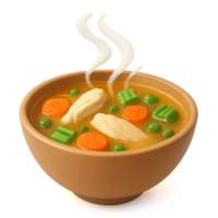 Simple Steaming Chicken Soup with Colorful Vegetables in Bowl png