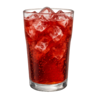 Fizzy Red Refreshment with Ice in a Clear Glass Cup png
