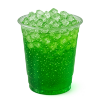 Refreshing Green Sparkling Soda in Transparent Cup with Ice png