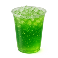 Refreshing Green Soda Drink in Transparent Cup with Ice Cubes png