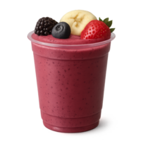 Berry Banana Smoothie in a Clear Cup with Fresh Fruits on Top png