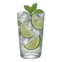 Refreshing Lime Soda with Ice and Mint in Clear Glass png
