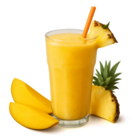 Refreshing Tropical Smoothie Delight with Mango and Pineapple Slices png