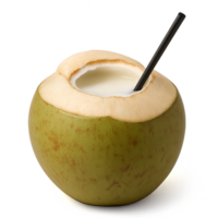 Refreshing Coconut Drink in a Natural Shell with Straw png