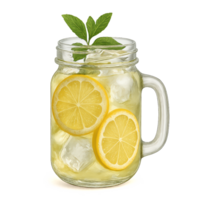 Refreshing Lemonade in Mason Jar with Mint and Ice Cubes png