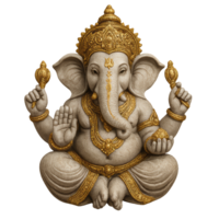 Elegant Gold Statue of Ganesha in Simple Design with Grace png