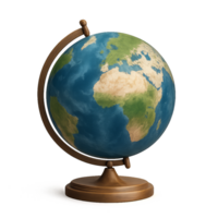 Realistic Globe Display on Stand with Detailed Topography and Colors png
