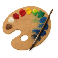 Artistic Palette with Colorful Paint and Brush for Creative Projects png