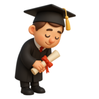 Cartoon Graduate Bowing with Diploma in Simple Style Design png