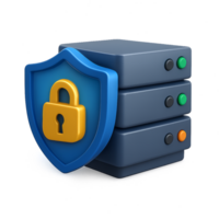 Secure Server with Shield Symbol Representing Data Encryption png