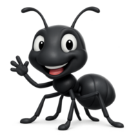 Friendly Cartoon Ant Character with Cheerful Expression and Gesture png