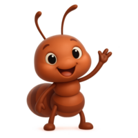 Charming Cartoon Ant Character with a Friendly Smile and Gesture png