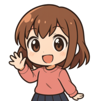 Cute Chibi Character in Simple Anime Style with Cheerful Expression png