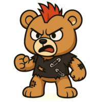 Punk Teddy Bear Character with Bold Expression and Unique Style png
