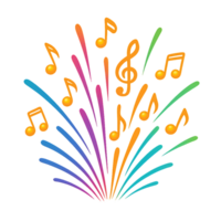 Colorful Burst of Musical Notes and Energy in Vibrant Composition png