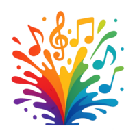 Colorful Rainbow Splash with Musical Notes for Creative Projects png