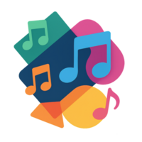 Vibrant Geometric Fusion of Music Notes in Simple Design png