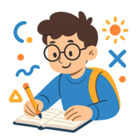 Creative Student Illustrating Ideas with Simple Design Elements png