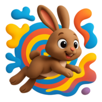 Playful Cartoon Bunny in a Colorful 3D Design with Fun Patterns png