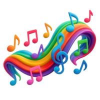 Colorful Ribbons with Music Notes in a Vibrant Design Artwork png
