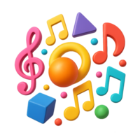 Vibrant Geometric Music Elements in Harmonious Composition Design png