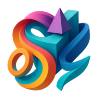 Vibrant Geometric Forms in Bright Colors and Dynamic Design png