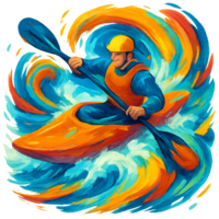 Kayaker Conquers Thrilling Rapids with Skill and Focus png