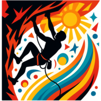 Abstract Rock Climber Image with Vibrant Colors and Dynamic Elements png
