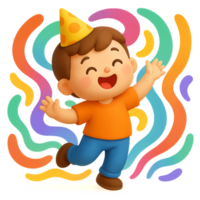 Joyful Child Dancing in Celebration with Colorful Background png