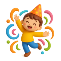 Joyful Child Dancing at Celebration with Colorful Decorations png