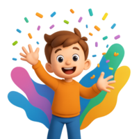 Joyful Celebration with Colorful Confetti Toss and Happy Child png