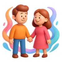 Cute Cartoon Couple Serenading with Simple Background Design png