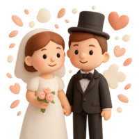 Cute Cartoon Wedding Characters with Simple Design and Blissful Vibes png
