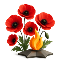 Poppies and Flame Illustration with Simple and Elegant Design png