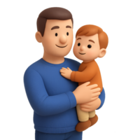 Loving Father's Embrace with Child in Simple Animated Style png