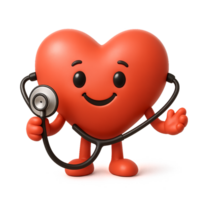 Heart Health Advocate with Stethoscope in Playful Design Style png