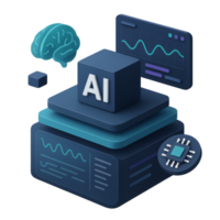 Futuristic Data Hub Concept with AI Technology and Analytics Charts png