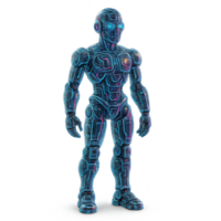 Transparent Illuminated Robot with Simple Design in Futuristic Style png