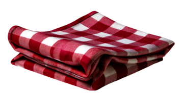Folded red and white gingham tablecloth isolated on transparent background image png