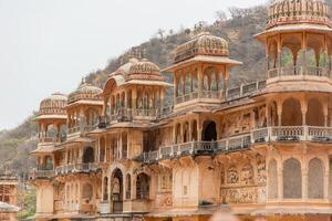 Galta Ji Temple, Jaipur, India, showing ancient architecture and colorful details photo