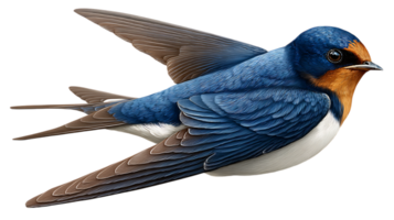 A barn swallow in flight isolated on transparent background png