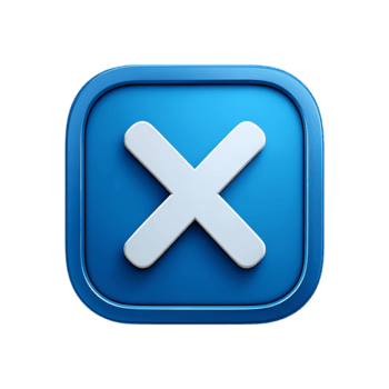 3d rendere di un' blu piazza pulsante con un' bianca X marchio isolato su trasparente sfondo Immagine png