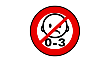 Prohibition symbol with a sad face and the number zero to three isolated on transparent background png
