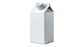 A clean white carton with a white screw cap on top isolated on transparent background png