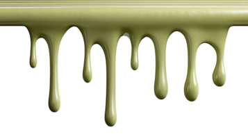 Viscous light green liquid dripping down in smooth strands isolated on transparent background png