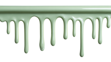 Smooth light green liquid dripping downward from a horizontal line isolated on transparent background png
