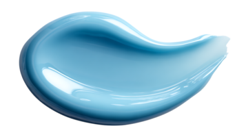 A smooth glossy blue cosmetic cream swatch with highlights and shadows isolated on transparent background png