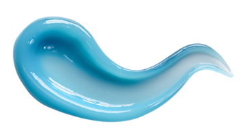 A smooth wavy streak of translucent light blue gel with subtle shimmer isolated on transparent background png