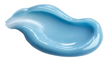 A smooth light blue cosmetic cream swatch with a glossy finish isolated on transparent background png
